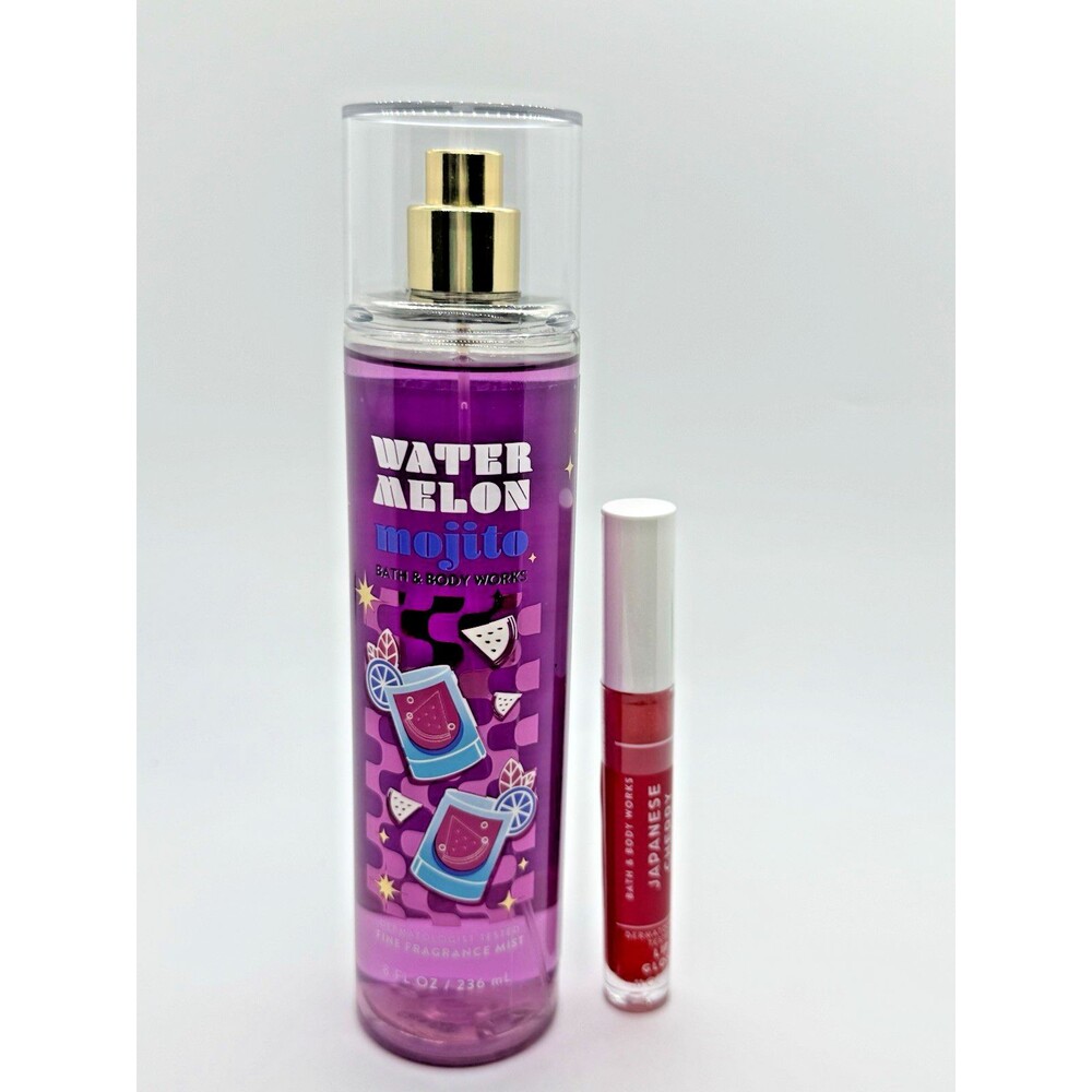 Bath & Body Works Watermelon Mojito Fragrance & Japanese Cherry Lip Gloss Set‎